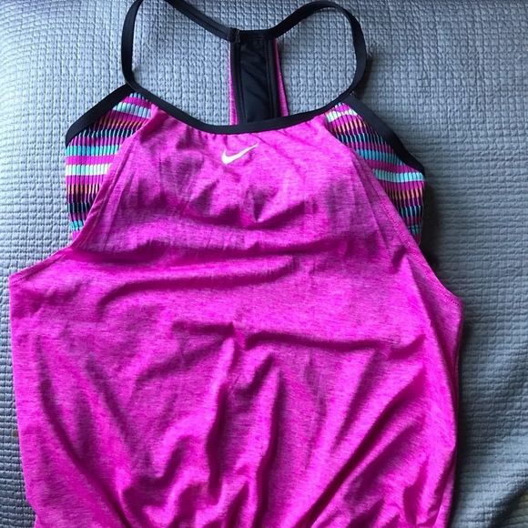 Nike Textured Stripe Layered Tankini Top - Picture 2 of 4